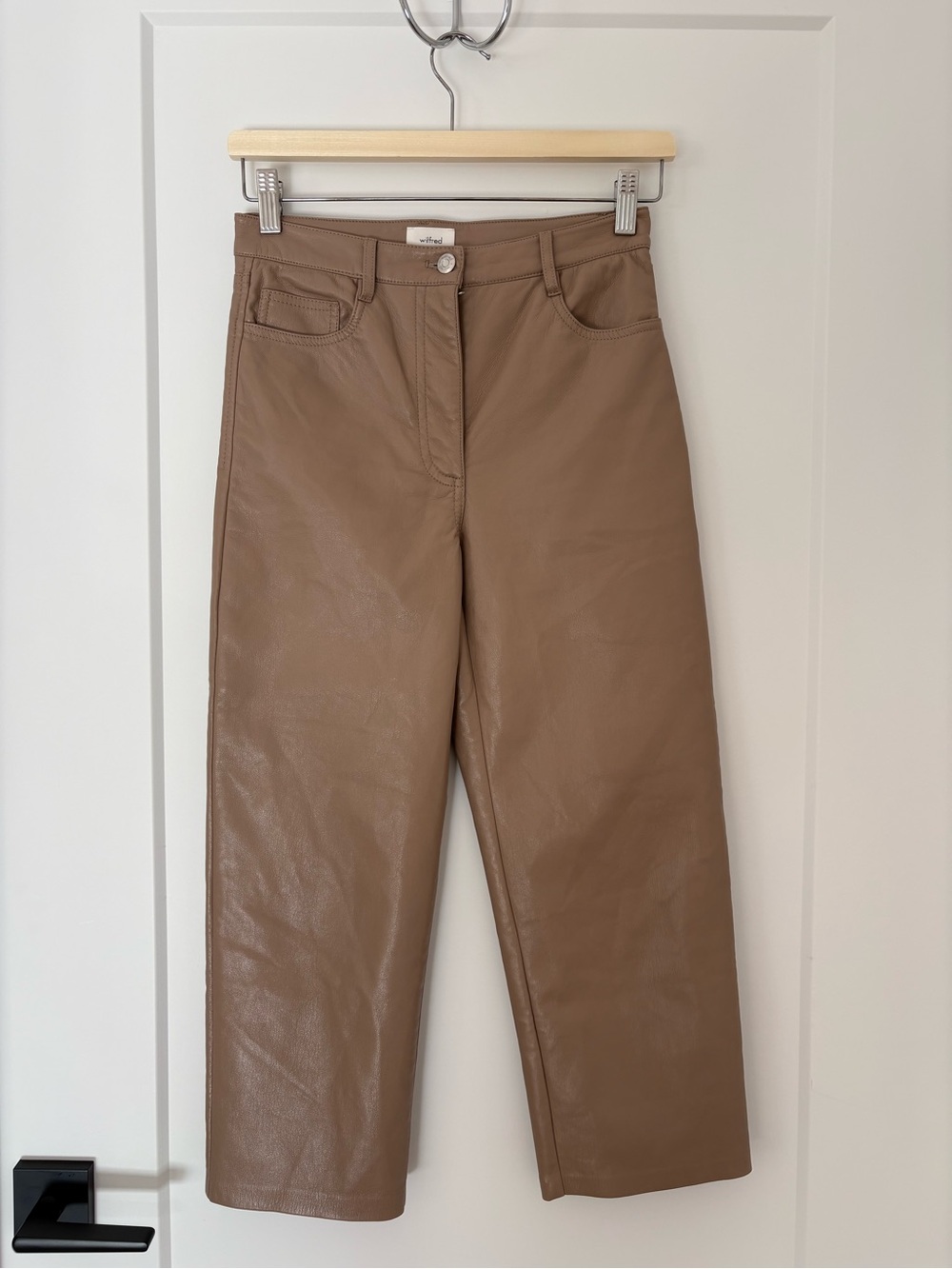 Wilfred Wide Leg Faux Leather Pants in Brown